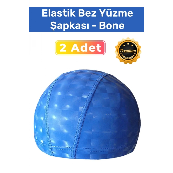 Özel Üretim Su Geçirmez Yüzücü Havuz Deniz Bonesi Elastik Bez Yüzme Şapkası 2li Set