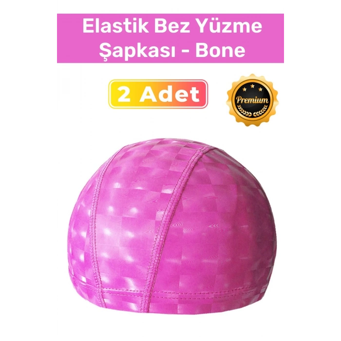 Özel Üretim Su Geçirmez Yüzücü Havuz Deniz Bonesi Elastik Bez Yüzme Şapkası 2li Set