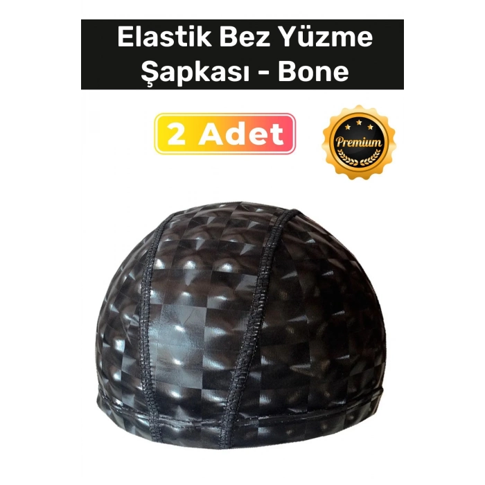 Özel Üretim Su Geçirmez Yüzücü Havuz Deniz Bonesi Elastik Bez Yüzme Şapkası 2li Set