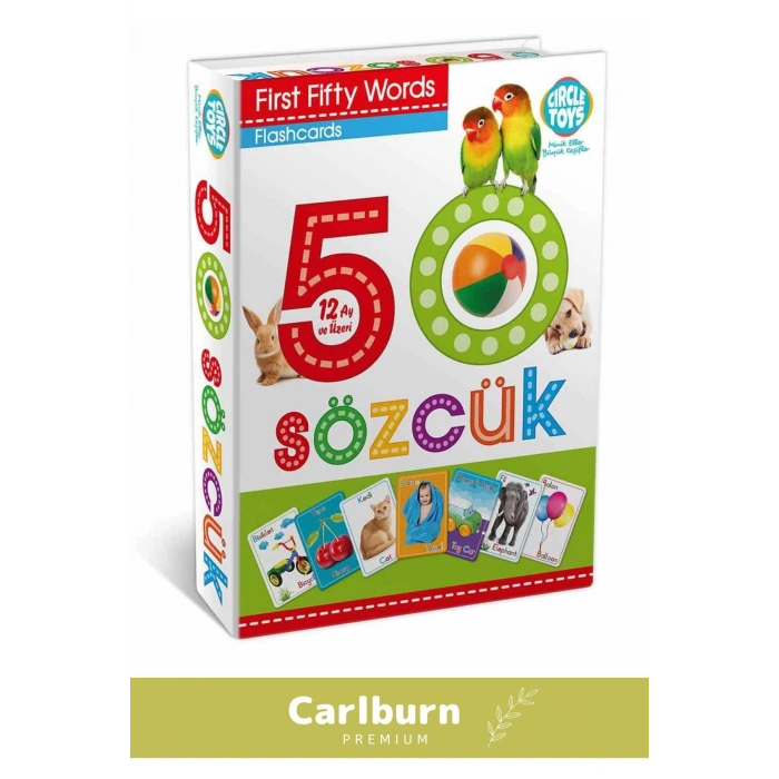 Özel Üretim Zeka Geliştirici Yabancı Dil Eğitici Çocuk İlk 50 Sözcük İngilizce Türkçe Kartlar