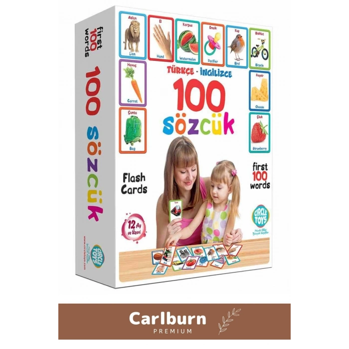 Özel Üretim Zeka Geliştirici Yabancı Dil Eğitici Çocuk İlk 100 Sözcük İngilizce Türkçe Kartlar