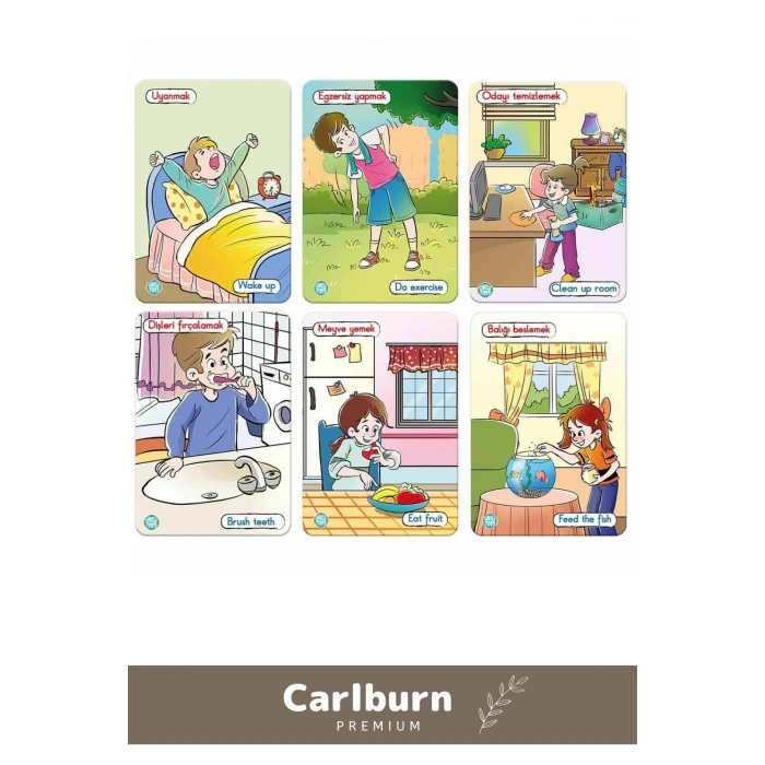 Özel Üretim Zeka Geliştirici Eğitici Kişisel Gelişim Çocuk Bir Günüm Eylem Resimli Aktivite Kartları