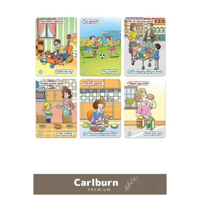 Özel Üretim Zeka Geliştirici Eğitici Kişisel Gelişim Çocuk Bir Günüm Eylem Resimli Aktivite Kartları