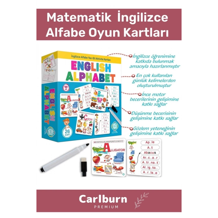 Özel Üretim Zeka Geliştirici Eğitici El Göz Koordinasyonu Matematik  İngilizce Alfabe Oyun Kartları