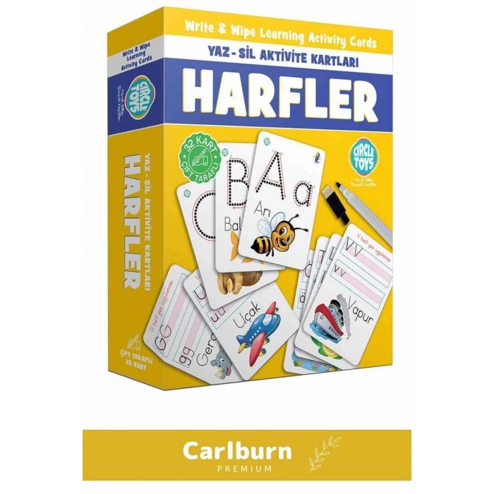 Özel Üretim Zeka Geliştirici Kişisel Gelişim Çocuk Harfler Yaz Sil Aktivite Kartları