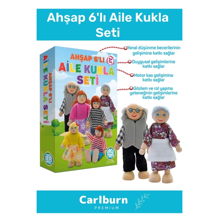 Özel Üretim Zeka Geliştirici Eğitici Kişisel Gelişim Ahşap 6lı Aile Kukla Seti