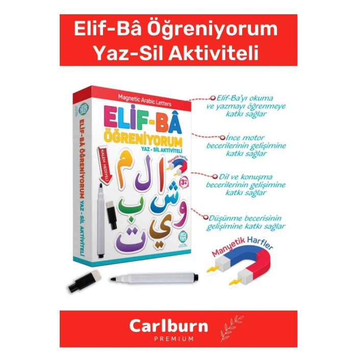 Özel Üretim Zeka Geliştirici Eğitici Manyetik Elif-Bâ Öğreniyorum Yaz-Sil Aktiviteli