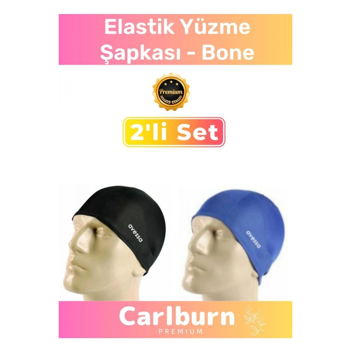 Özel Üretim Su Geçirmez Silikon Yüzücü Havuz Deniz Bonesi Elastik Yüzme Şapkası 2li Set