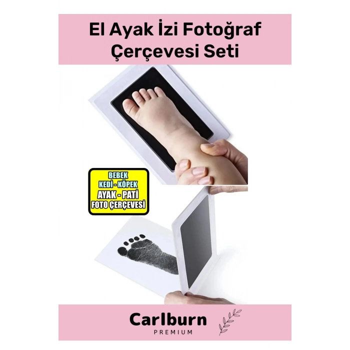 Anılarınızı Ölümsezleştirin  Kimyasal İçermeyen 2 Kez Kullanımlık El Ayak İzi Fotoğraf Çerçevesi