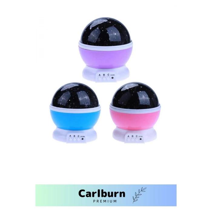 Özel Üretim 8 Modlu Rgb Çok Renkli Pilli Projeksiyonlu Dönen Çocuk Bebek Odası Lamba