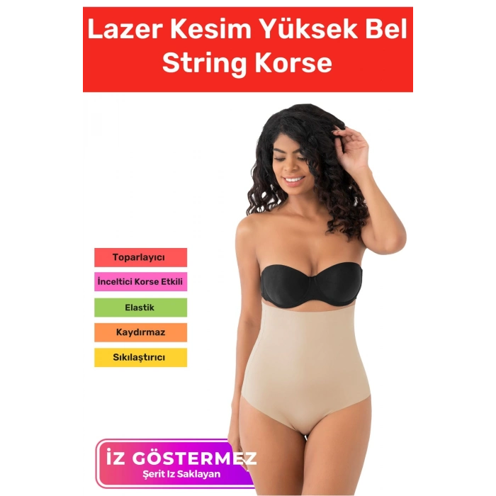 Özel Üretim İz Göstermeyen Kaymaz Toparlayıcı Sıkılaştırıcı Lazer Kesim Yüksek Bel String Korse