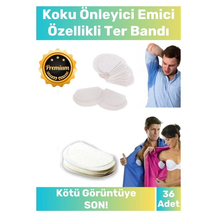 Premium Kötü Görüntüye Son Koku Önleyici Emici Özellikli 36 Adet Ter Bandı