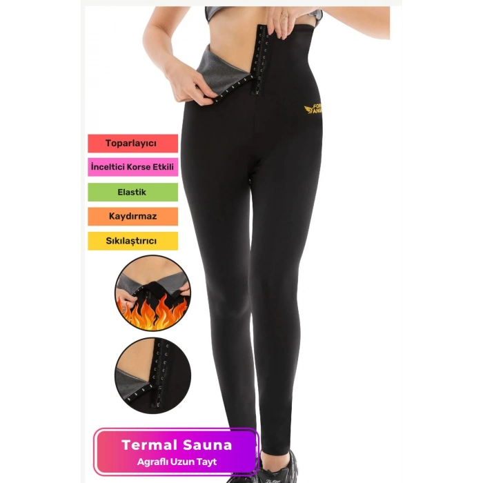 Yeni Seri Zayıflama İncelme Yağ Yakma Toplayıcı Sıkılaştırıcı Terleme Sauna Termal Agraflı Uzun Tayt