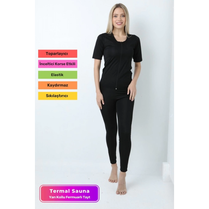 Yeni Seri Toparlayıcı Sıkılaştırıcı Şekillendirici Terleme Kadın Kısa Kollu Fermuarlı Sauna Takım