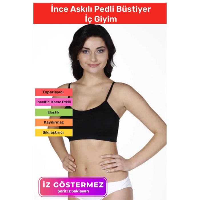 Yeni Sezon Esnek Askılı Pedli Rahat Konforlu Kadın Beyaz Ince Askılı Pedli Büstiyer İç Giyim