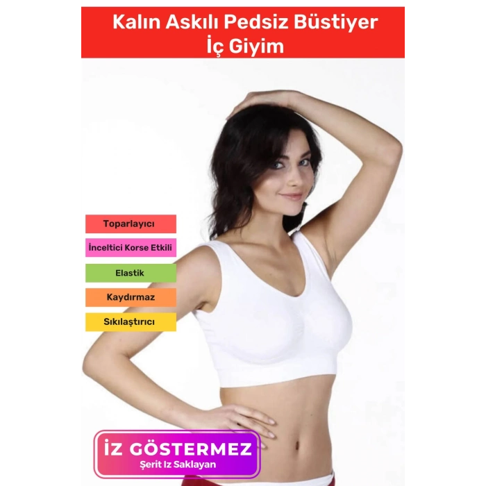 Özel Üretim Pedsiz Rahat Günlük Spor Sıkılaştırıcı Toparlayıcı Kalın Askılı Dikişsiz Büstiyer