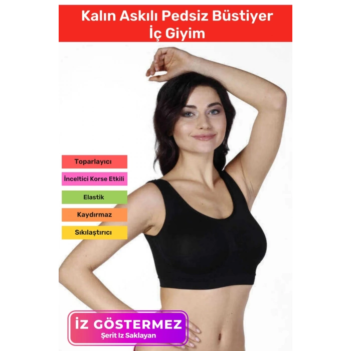Özel Üretim Pedsiz Rahat Günlük Spor Sıkılaştırıcı Toparlayıcı Kalın Askılı Dikişsiz Büstiyer