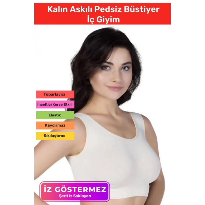 Özel Üretim Pedsiz Rahat Günlük Spor Sıkılaştırıcı Toparlayıcı Kalın Askılı Dikişsiz Büstiyer