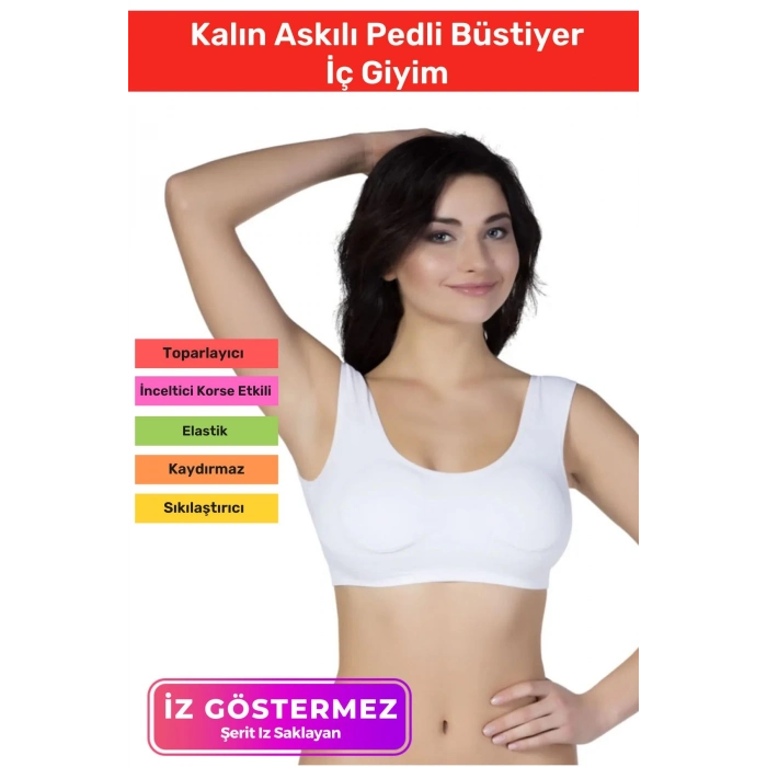 Yeni Sezon Rahat Sıkılaştırıcı Toparlayıcı Şekillendirici Kadın Dikişsiz Kalın Askılı Pedli Bustiyer