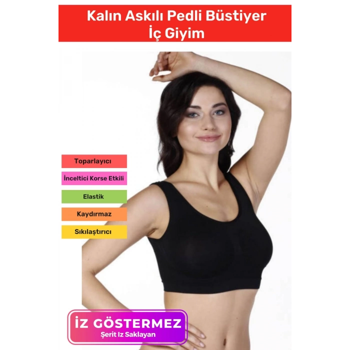 Yeni Sezon Rahat Sıkılaştırıcı Toparlayıcı Şekillendirici Kadın Dikişsiz Kalın Askılı Pedli Bustiyer