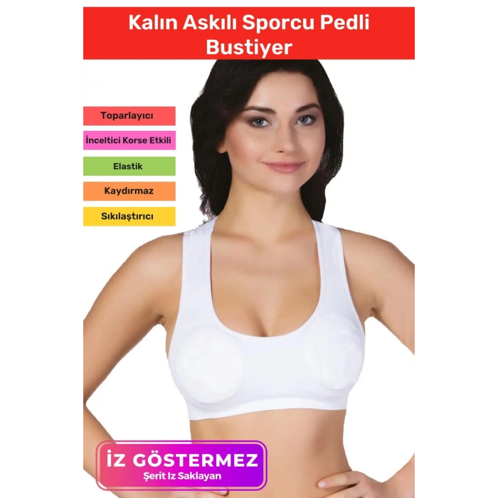 Özel Üretim Esnek Rahat Sıkılaştırıcı Toparlayıcı Şekillendirici Kalın Askılı Sporcu Pedli Bustiyer