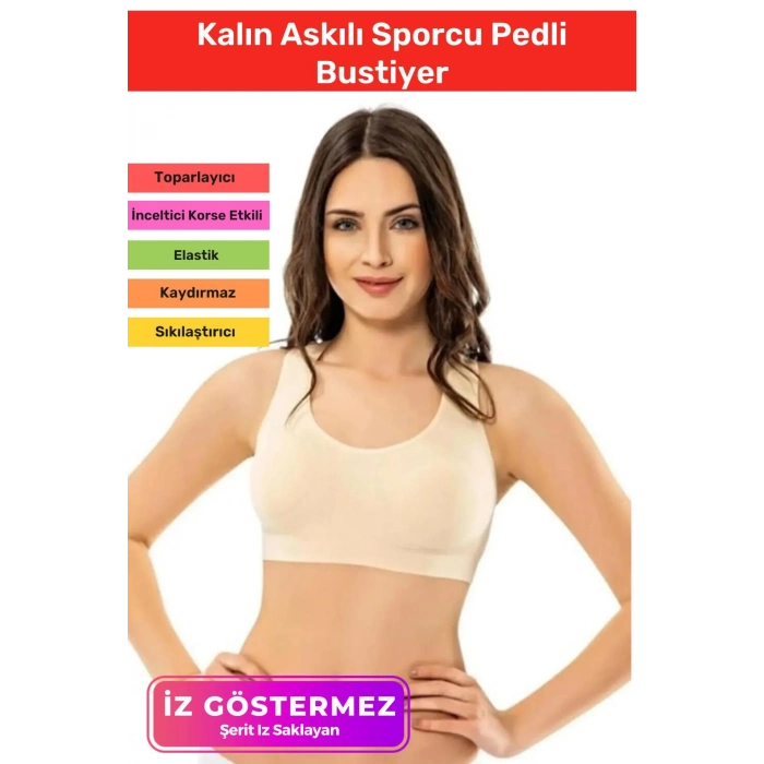 Özel Üretim Esnek Rahat Sıkılaştırıcı Toparlayıcı Şekillendirici Kalın Askılı Sporcu Pedli Bustiyer