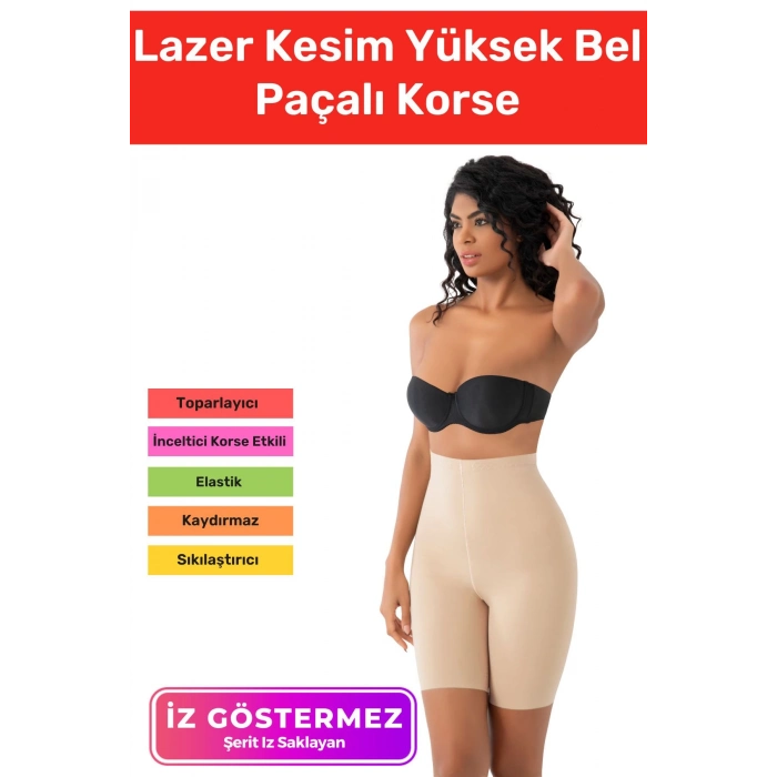 Yeni Sezon İz Göstermeyen Kaymaz Sıkılaştırıcı Toparlayıcı Kadın Lazer Kesim Yüksek Bel Paçalı Korse