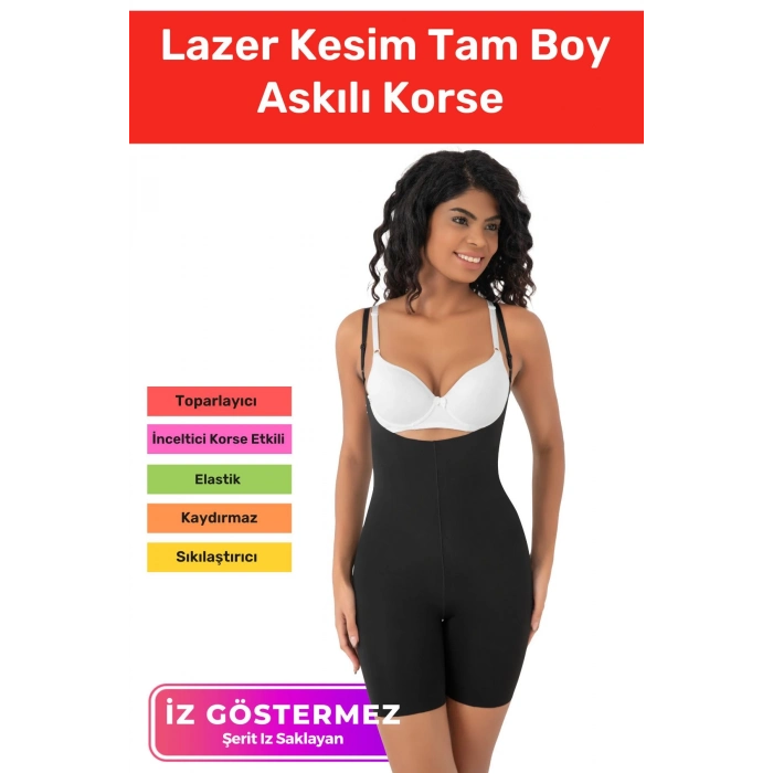 Özel Üretim İz Bırakmayan Kaymayan Toparlayıcı Sıkılaştırıcı Kadın Lazer Kesim Tam Boy Askılı Korse