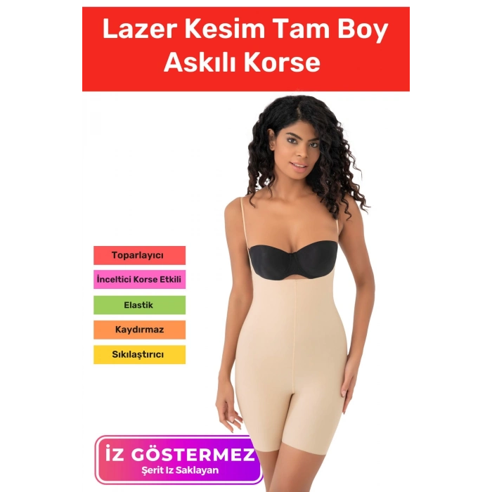 Özel Üretim İz Bırakmayan Kaymayan Toparlayıcı Sıkılaştırıcı Kadın Lazer Kesim Tam Boy Askılı Korse