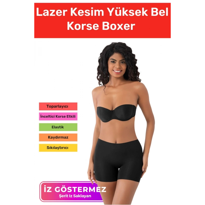 Özel Seri İz Göstermeyen Toparlayıcı Sıkılaştırıcı Şekillendirici Lazer Kesim Yüksek Bel Korse Boxer