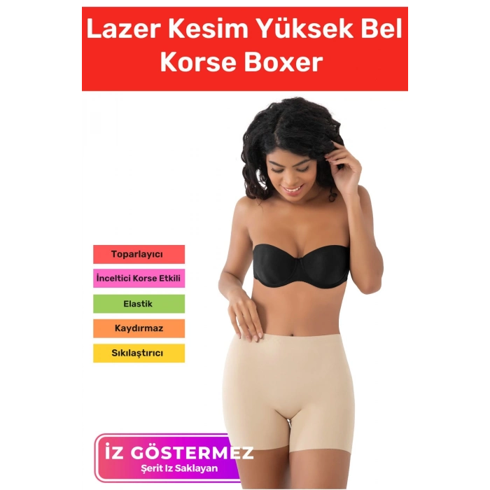 Özel Seri İz Göstermeyen Toparlayıcı Sıkılaştırıcı Şekillendirici Lazer Kesim Yüksek Bel Korse Boxer