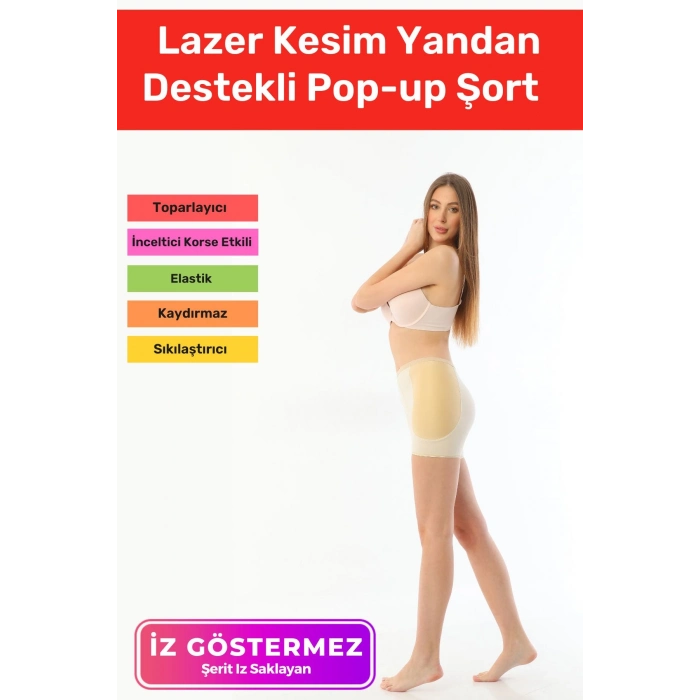 Özel Üretim Toparlayıcı Sıkılaştırıcı İz Göstermeyen Şekillendirici Yandan Destekli Pop-Up Şort