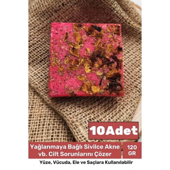 Özel Üretim %100 Doğal Güzel Kokulu El Yüz Saç Vücut Cilt Orijinal Bitkisel Gül Sabunu 120G- 10 Adet