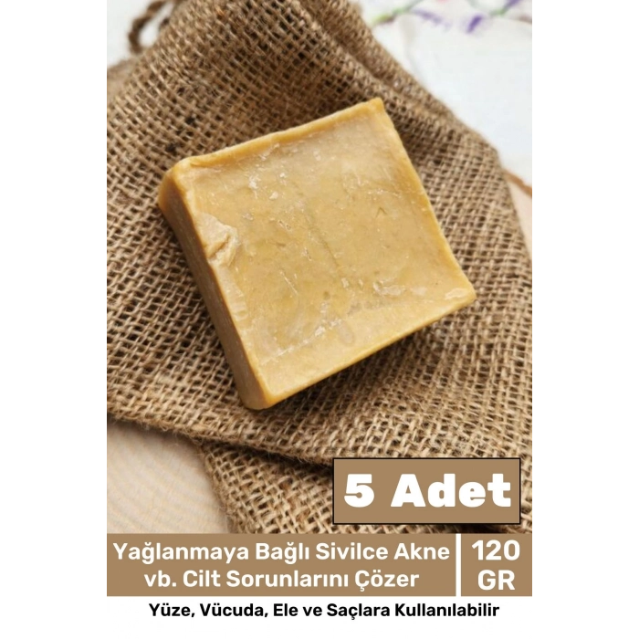 %100 Doğal Güzel Kokulu El Yüz Saç Vücut Cilt Orijinal Bitkisel Mardin Bıttım Sabunu 120G - 5 Adet