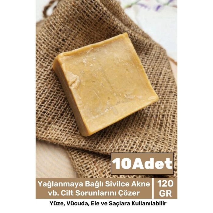 %100 Doğal Güzel Kokulu El Yüz Saç Vücut Cilt Orijinal Bitkisel Mardin Bıttım Sabunu 120G - 10 Adet