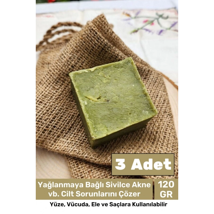 %100 Doğal Güzel Kokulu El Yüz Saç Vücut Cilt Orijinal Bitkisel Siirt Bıttım Sabunu 120G - 3 Adet