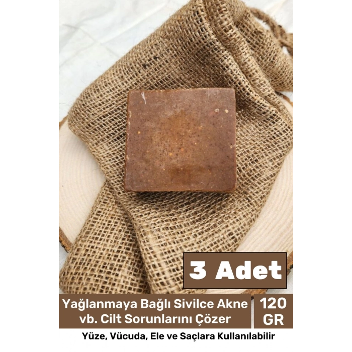 %100 Doğal Güzel Kokulu El Yüz Saç Vücut Cilt Orijinal Bitkisel Kükürt Katran Sabunu 120G - 3 Adet