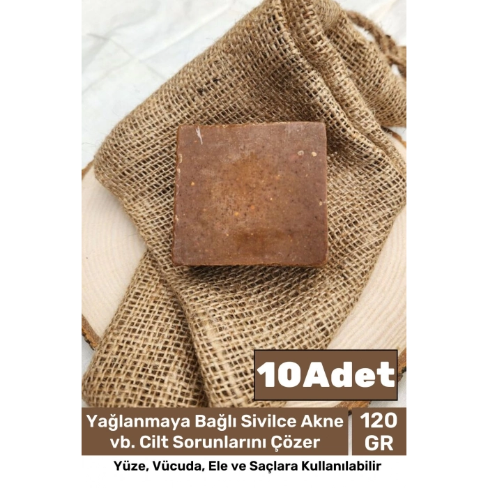 %100 Doğal Güzel Kokulu El Yüz Saç Vücut Cilt Orijinal Bitkisel Kükürt Katran Sabunu 120G - 10 Adet