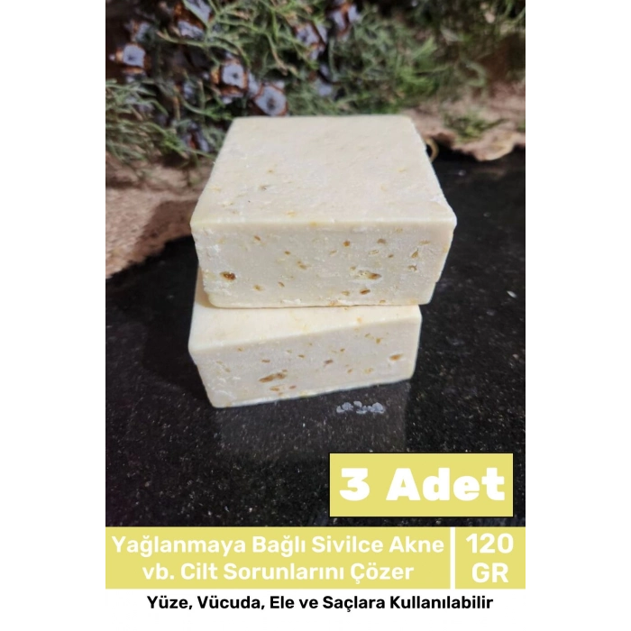 Lüks %100 Doğal Güzel Kokulu El Yüz Saç Vücut Cilt Orijinal Bitkisel Limon Sabunu 120G - 3 Adet