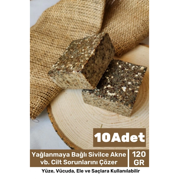 %100 Doğal Güzel Kokulu El Yüz Saç Vücut Cilt Orijinal Bitkisel Saf Çörek Otu Sabunu 120G - 10 Adet