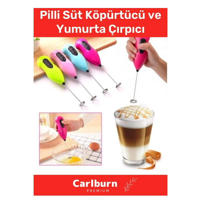 Premium Çelik Uçlu Pilli Kahve Sos Krema Mama Süt Köpürtücü Yumurta Çırpıcı Mini Mikser