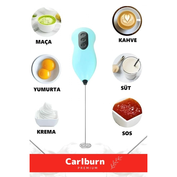 Premium Çelik Uçlu Pilli Kahve Sos Krema Mama Süt Köpürtücü Yumurta Çırpıcı Mini Mikser