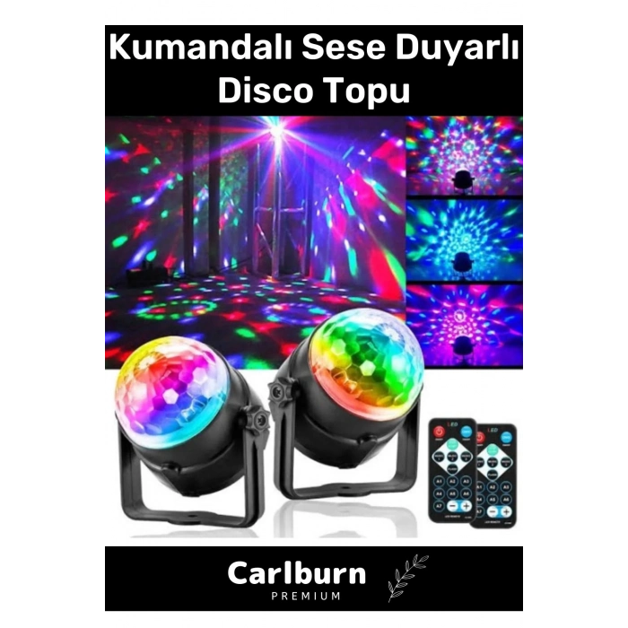 Premium Seri Monte Edilebilir Oynar Başlıklı Kumandalı 7 Farklı Renk Sese Duyarlı Rgb Disco Topu