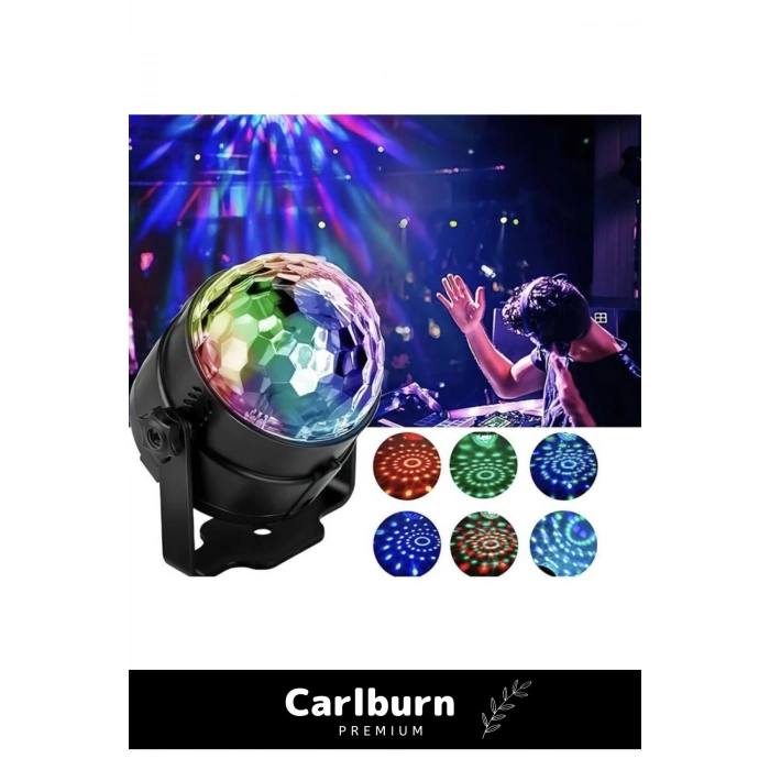 Premium Seri Monte Edilebilir Oynar Başlıklı Kumandalı 7 Farklı Renk Sese Duyarlı Rgb Disco Topu