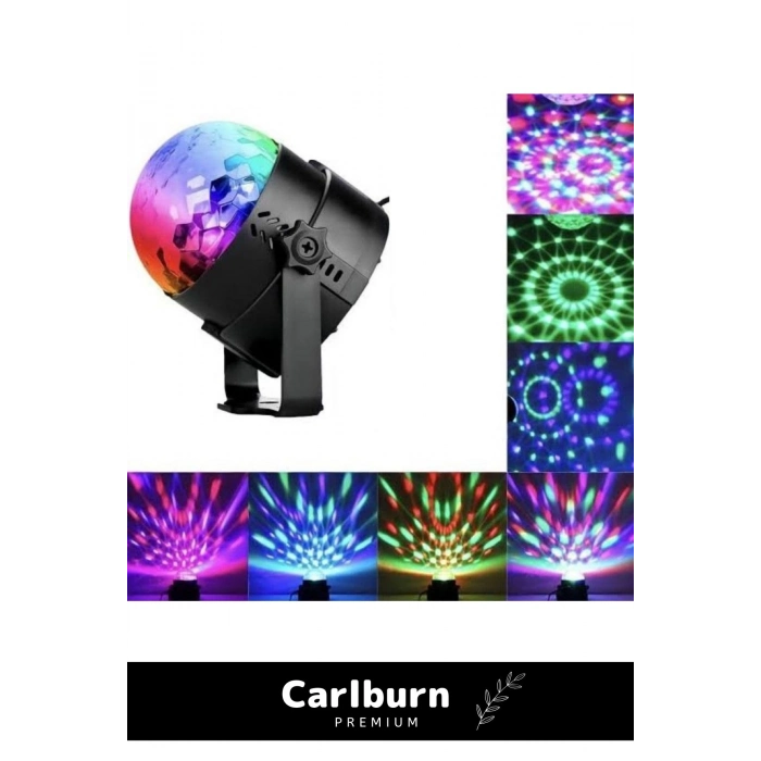 Premium Seri Monte Edilebilir Oynar Başlıklı Kumandalı 7 Farklı Renk Sese Duyarlı Rgb Disco Topu