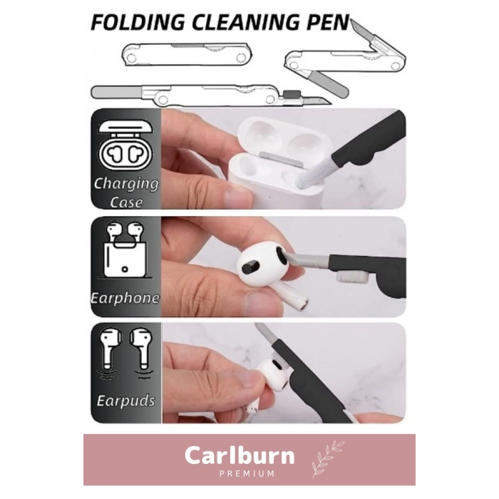 Premium Çok Fonksiyonlu Güçlü Silikon Uçlu 7 in 1 Airpods Klavye Ekran Temizleme Kiti