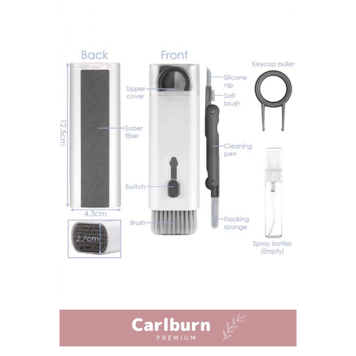 Premium Çok Fonksiyonlu Güçlü Silikon Uçlu 7 in 1 Airpods Klavye Ekran Temizleme Kiti