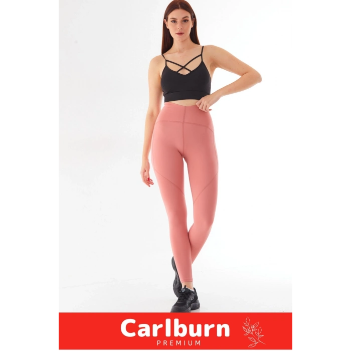 Yeni Sezon Yüksek Bel Sıkılaştırıcı Toparlayıcı Vücut Şekillendirici Toz Pembe Günlük Şık Spor Tayt