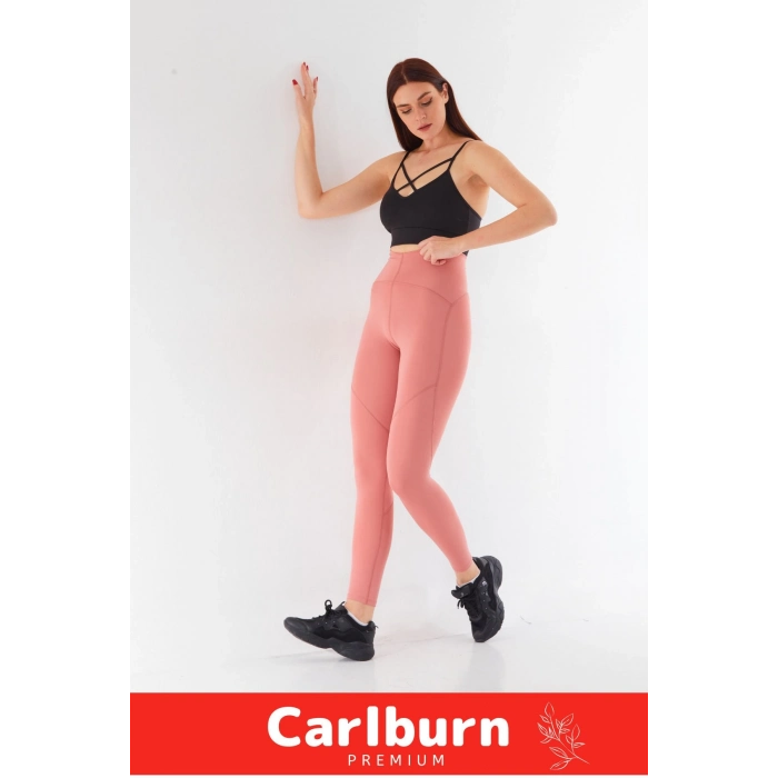 Yeni Sezon Yüksek Bel Sıkılaştırıcı Toparlayıcı Vücut Şekillendirici Toz Pembe Günlük Şık Spor Tayt