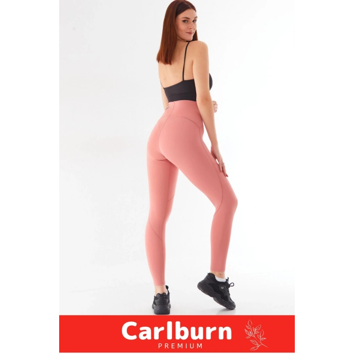 Yeni Sezon Yüksek Bel Sıkılaştırıcı Toparlayıcı Vücut Şekillendirici Toz Pembe Günlük Şık Spor Tayt